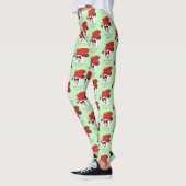 Leggings Chaton calicot de Noël rouge enjoué pour les fêtes (Gauche)