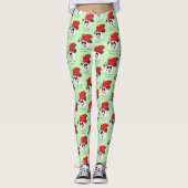 Leggings Chaton calicot de Noël rouge enjoué pour les fêtes (Devant)