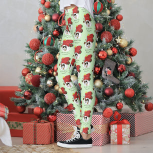 Leggings Chaton calicot de Noël rouge enjoué pour les fêtes