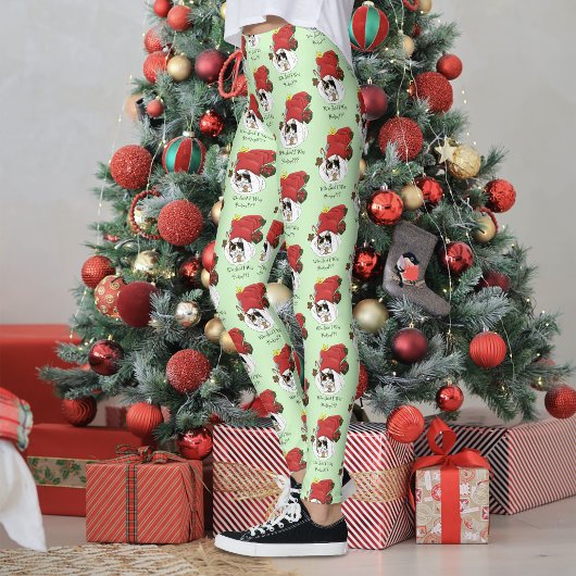 Leggings Chaton calicot de Noël rouge enjoué pour les fêtes