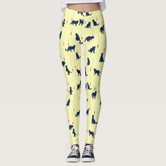 Leggings Chatons bleus et poissons rouges (Devant)