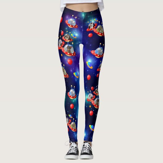 Leggings Chatons cosmiques en Alien vaisseau spatial OVNI S (Devant)