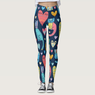 Leggings Chats Amour : Coloré Vintage sans fil