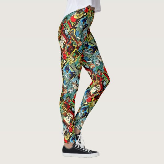 Leggings Chats Anthropomorphes Victoriens Aux Couleurs Terr (Droite)