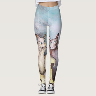 Leggings Chats, art original, couleurs en pastel, guêtres