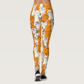 Leggings Chats blancs et gingembre motif yeux verts yeux bl (Dos)