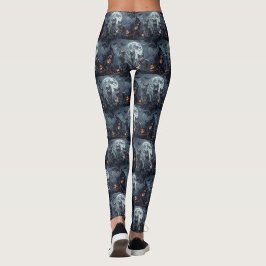 Leggings Chats Bleus Russe Halloween Éffrayant (Dos)