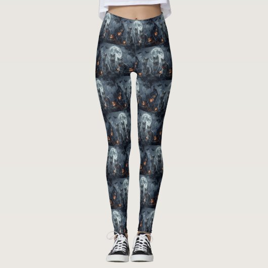 Leggings Chats Bleus Russes Halloween Effrayant (Devant)