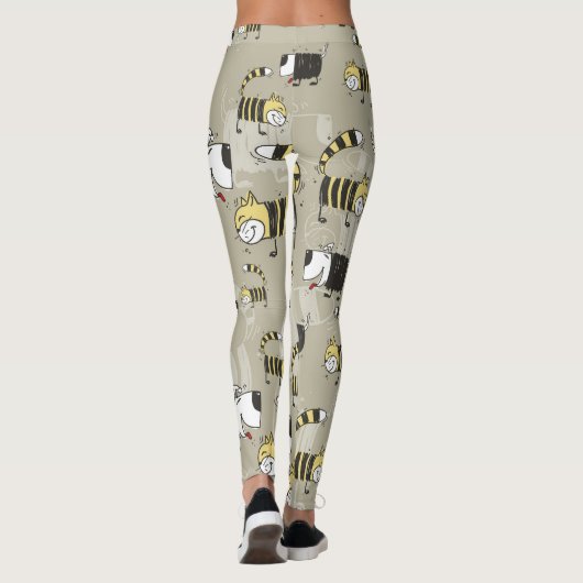 Leggings Chats & Chiens : Drôle Texture sans Seamless (Dos)