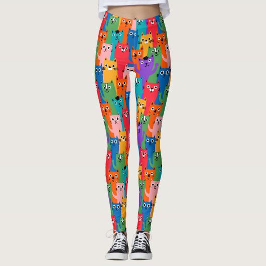 Leggings Chats colorés motif (Devant)