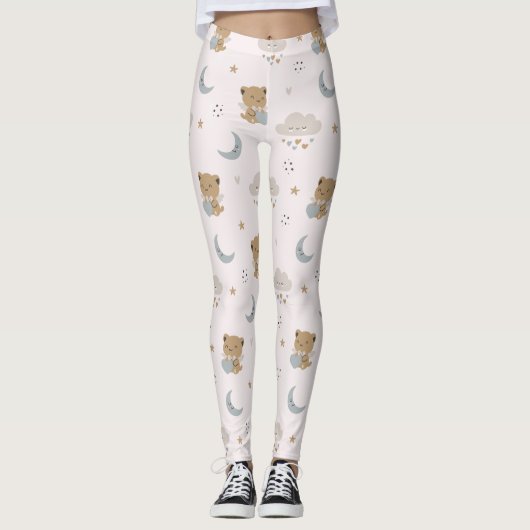 Leggings Chats d'ange Kawaii & Nuages (2) (Devant)