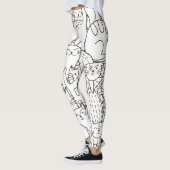 Leggings Chats de gribouillis : noir et blanc. (Gauche)