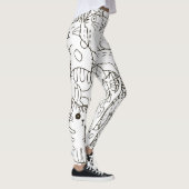 Leggings Chats de gribouillis : noir et blanc. (Droite)