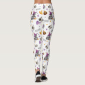 Leggings Chats d'Halloween orange et violet Citrouilles et  (Dos)