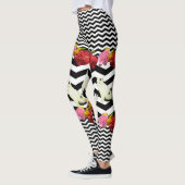 Leggings Chats et fleurs sur Chevron noir (Gauche)