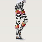 Leggings Chats et fleurs sur Chevron noir (Droite)