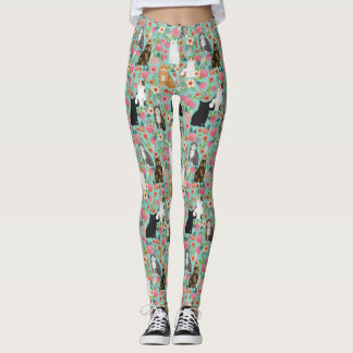Leggings Chats Florals menthe vintage floral