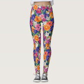 Leggings Chats floraux colorés (Devant)
