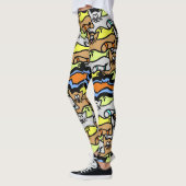 Leggings Chats graphiques et légendes de caricature de pois (Gauche)