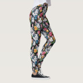 Leggings Chats Kitty Et Roses Sur Arrière - plan Noir (Droite)