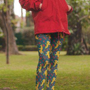 Leggings Chats mignon Saint Valentin Orange, Rouge et Bleu