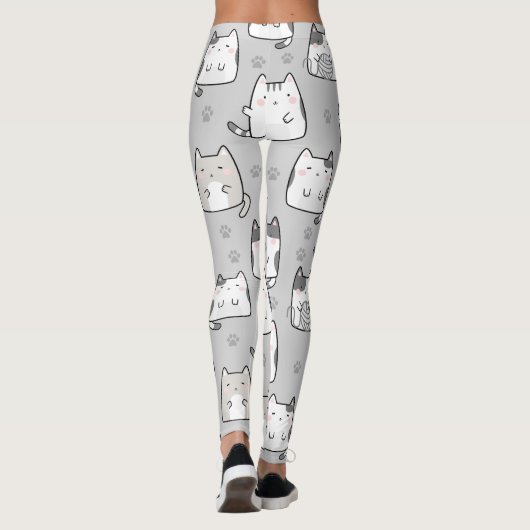 Leggings Chats Motif Cute Kawaii sans joint (Dos)