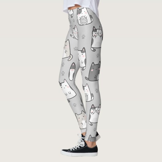 Leggings Chats Motif Cute Kawaii sans joint (Gauche)