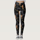 Leggings Chats noirs, Balais, Citrouilles | Halloween (Devant)