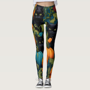 Leggings Chats noirs en citrouille, Halloween