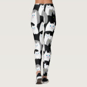 Leggings Chats noirs et blancs mignons de Kitty (Dos)