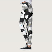 Leggings Chats noirs et blancs mignons de Kitty (Gauche)