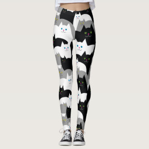 Leggings Chats noirs et blancs mignons de Kitty
