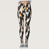 Leggings Chats orange et blanc noir (Devant)