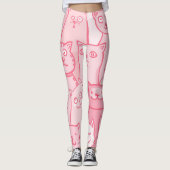 Leggings Chats Roses, Motif Adorable Sans Seamless. (Devant)