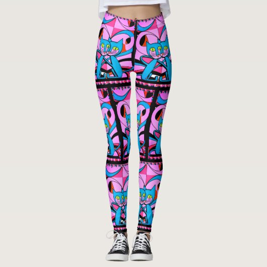 Leggings Chats Style Pop Art, Impression Art, Décor Maximal (Devant)