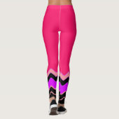 Leggings Chaud rose, noir et blanc ondulé motif Chevron (Dos)