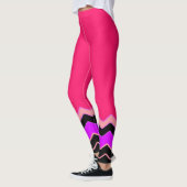 Leggings Chaud rose, noir et blanc ondulé motif Chevron (Gauche)