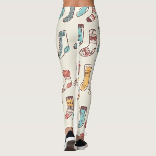 Leggings Chaussettes Doodle mignonnes : Simplicité scandina (Dos)