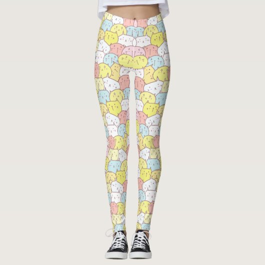 LEGGINGS CHAUSSURES JAUNES PASTEL BLEU ROSE CUTE ILLUSTRÉES (Devant)