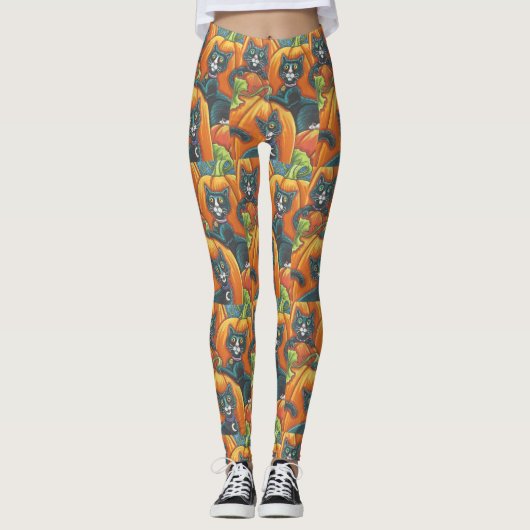 Leggings CHAUSSURES NOIRES ET MICE HALLOWEEN LEGINGS Orange (Devant)