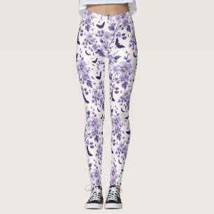 Leggings Chauve-chauve-souris et fleurs Halloween