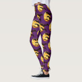 Leggings Chauve-souris lune mignonne Halloween orange et vi (Gauche)