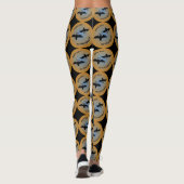 Leggings Chauves-souris d'Halloween, bleu orange (Dos)