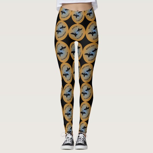 Leggings Chauves-souris d'Halloween, bleu orange (Devant)