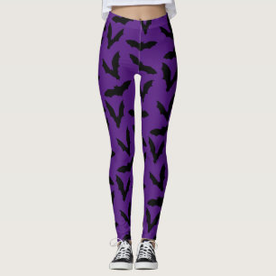 Leggings Chauves-souris sur pattes d'Halloween violet