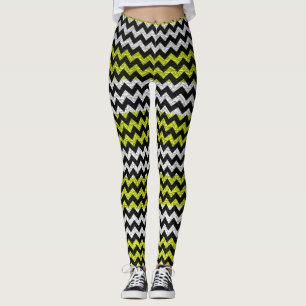 Leggings Chaux Noir Blanc Chevron Moderne Cuir