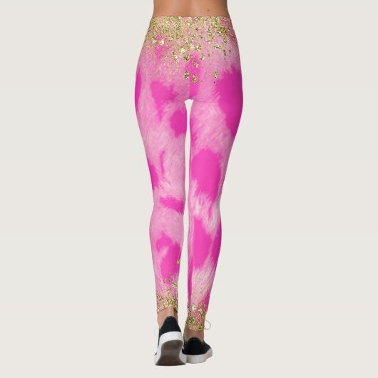 Leggings Cheetah léopard rose Imprimer Parties scintillant  (Dos)