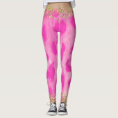 Leggings Cheetah léopard rose Imprimer Parties scintillant  (Devant)