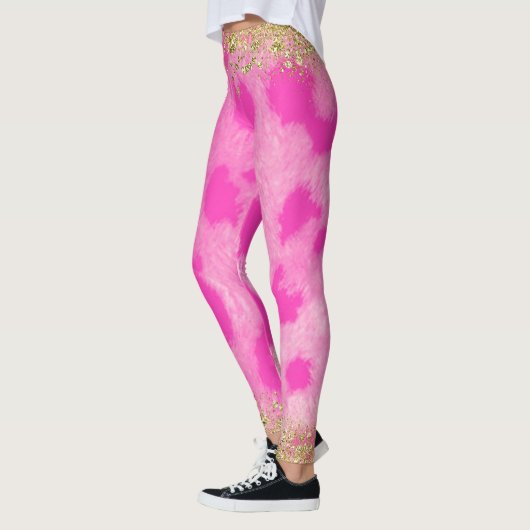 Leggings Cheetah léopard rose Imprimer Parties scintillant  (Gauche)