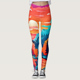 Leggings Chemin du coucher de soleil à travers la forêt d'a